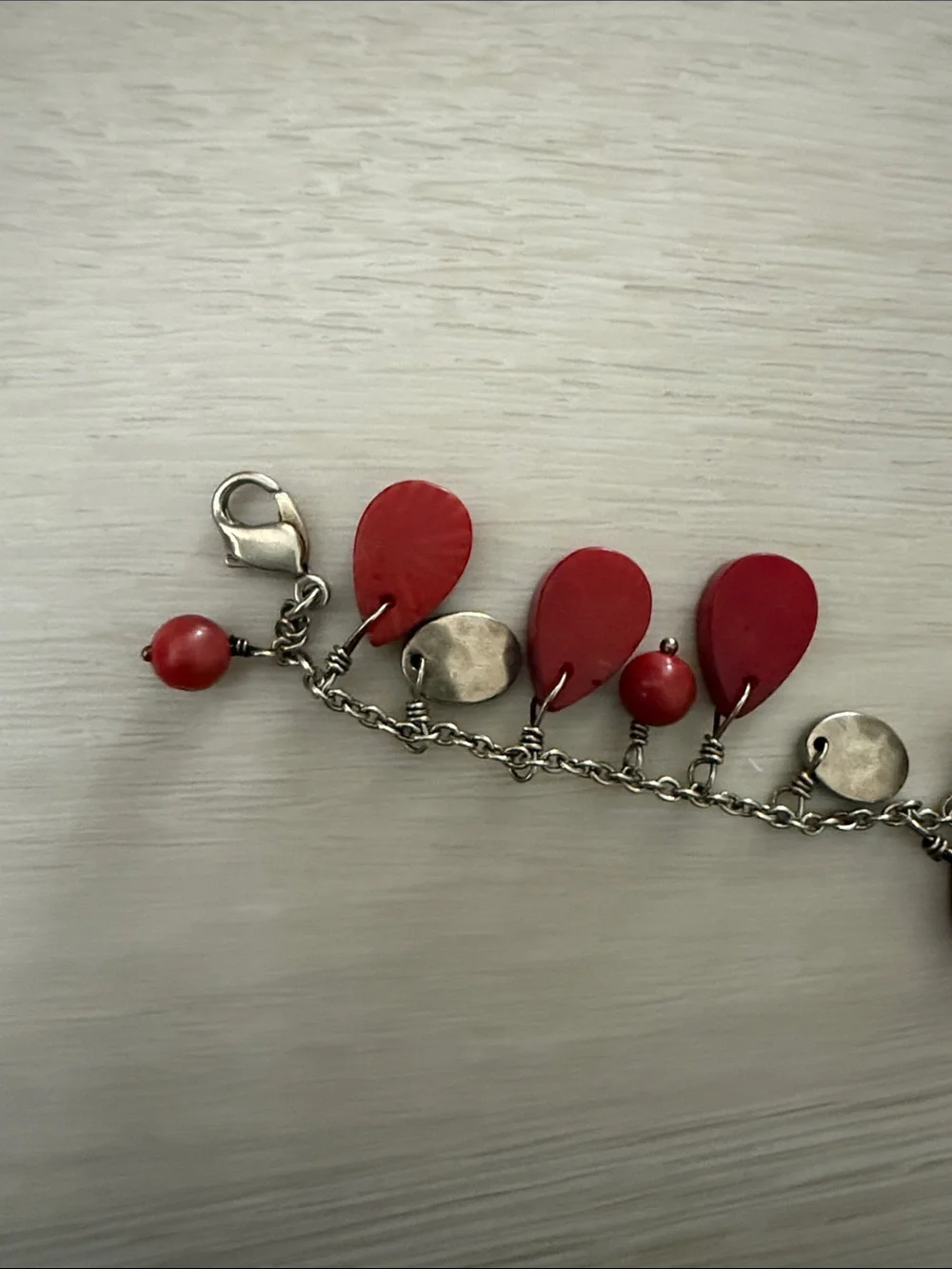 Brooks Brothers Red Teardrop Charm 925 Bracelet